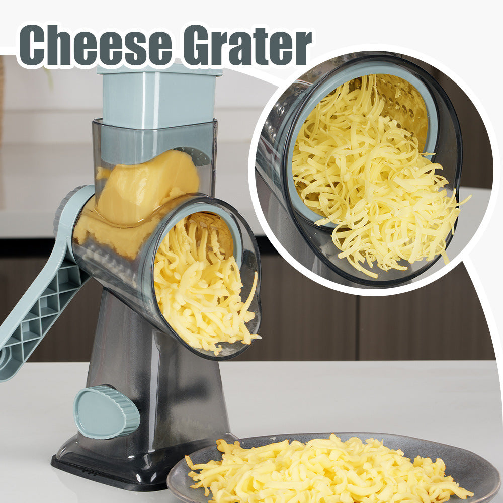 🥳2026 HOT SALE🥳💞50K+ SOLD! 🥕🛡️ BIG DISCOUNT! 3-in-1 Rotary Cheese Grater – safe feeding port prevents cuts, no more bloody fingers! Grates cheese, slices veg & spiralizes in seconds. Perfect for easy, safe home cooking! 🧀✅