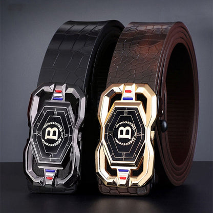 🐊 50% OFF NOW! 🎉 Men‘s Crocodile-Pattern Belt – Automatic Buckle, Genuine Leather & Versatile 👔📦