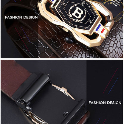 🐊 50% OFF NOW! 🎉 Men‘s Crocodile-Pattern Belt – Automatic Buckle, Genuine Leather & Versatile 👔📦