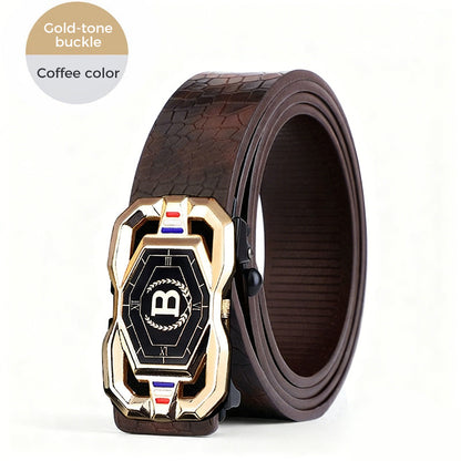 🐊 50% OFF NOW! 🎉 Men‘s Crocodile-Pattern Belt – Automatic Buckle, Genuine Leather & Versatile 👔📦