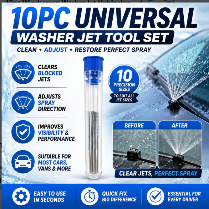 10pc Windscreen Washer Jet Unblocker Set | Universal Nozzle Cleaning Needles
