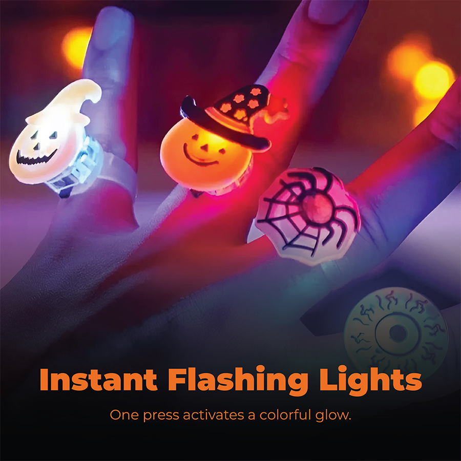 🥳2026 HOT SALE🥳💞50K+ SOLD!🎃👻 50% OFF! LED Halloween Glowing Ring – 50pcs assorted set, no repeats! Pumpkin, ghost, skull & bat shapes. Flash red & blue – perfect for trick-or-treat! 🎁✨