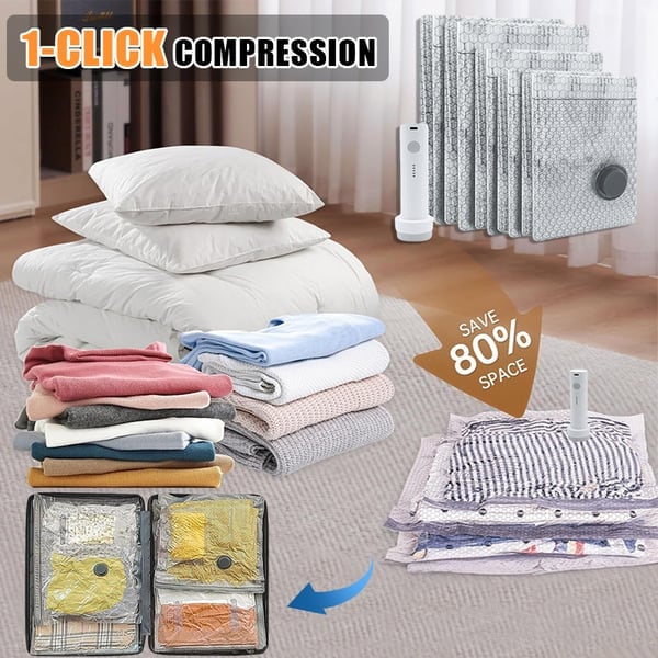 🥳2026 HOT SALE🥳💞50K+ SOLD!👵🧳 50% OFF! Cordless Vacuum Storage Set – 15 bags, 140L/min pump. Shrinks clothes, saves space. Waterproof & reusable. Holiday essential. 🎒⚡