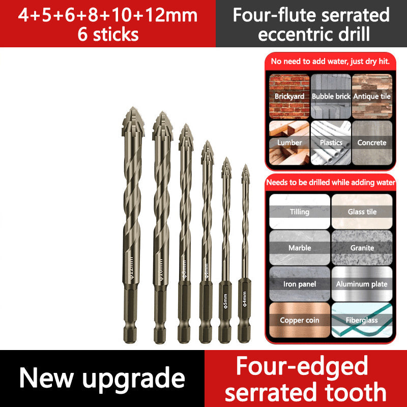 🥳2026 HOT SALE🥳💞50K+ SOLD!⚙️🌀 50% OFF! 4-Flute Serrated Drill Bit Kit – Eccentric tip, high-strength alloy. Fast drilling, long life. Your workshop upgrade. 🏠🕊️