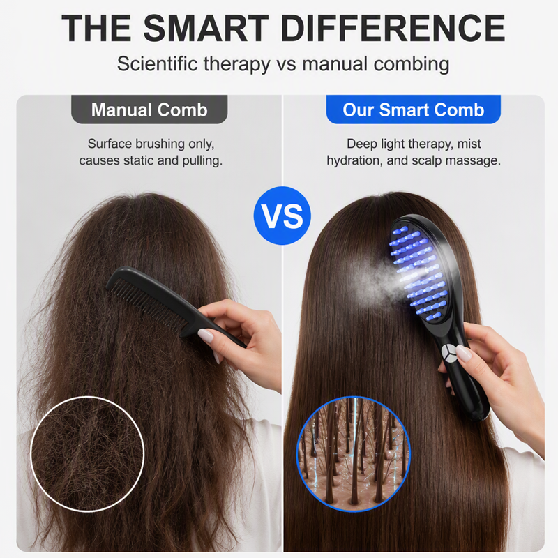 🥳2026 HOT SALE🥳💞50K+ SOLD! 💆‍♀️💡 50% OFF! #1 Viral LED Hair Brush – 4-in-1: red light stimulates follicles, blue light soothes scalp, massage boosts circulation & essential oils nourish. Just 10 mins a day – see results in 30 days! 🌿✨