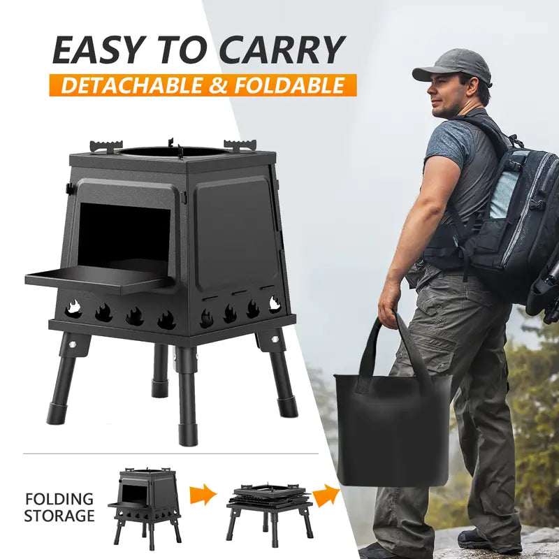 🥳2026 HOT SALE🥳💞50K+ SOLD! 🔥🏕️ 50% OFF! Portable Wood Burning Rocket Stove – 16 vent holes create super-efficient airflow, boils water in minutes. Heavy-duty cast iron holds heat – no more waiting around for a cuppa! ☕✨