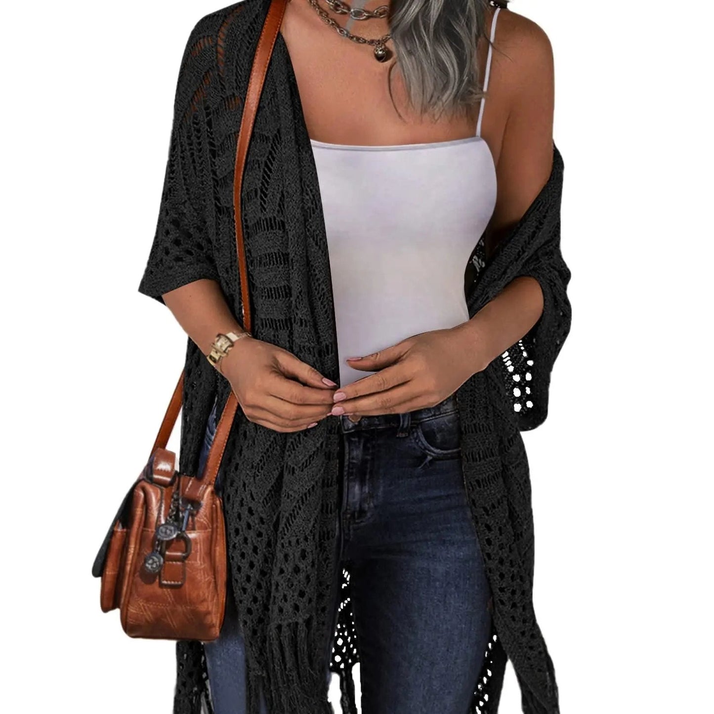 🥳2026 HOT SALE🥳💞50K+ SOLD!🌸☀️ 50% OFF – Just £19.99! Oversized Knit Cardigan – Lightweight crochet tassel kimono for spring & summer. Breathable viscose‑nylon blend – no itch, no cling – layer over anything! 🧶✨