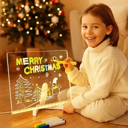🥳2026 HOT SALE🥳💞50K+ SOLD!🎨✨ BUY 3 GET 10% OFF + FREE SHIPPING! Luminous LED Drawing Board – USB powered, reusable surface, 7 colour markers. Glowing creativity for little artists! 🖍️🌟