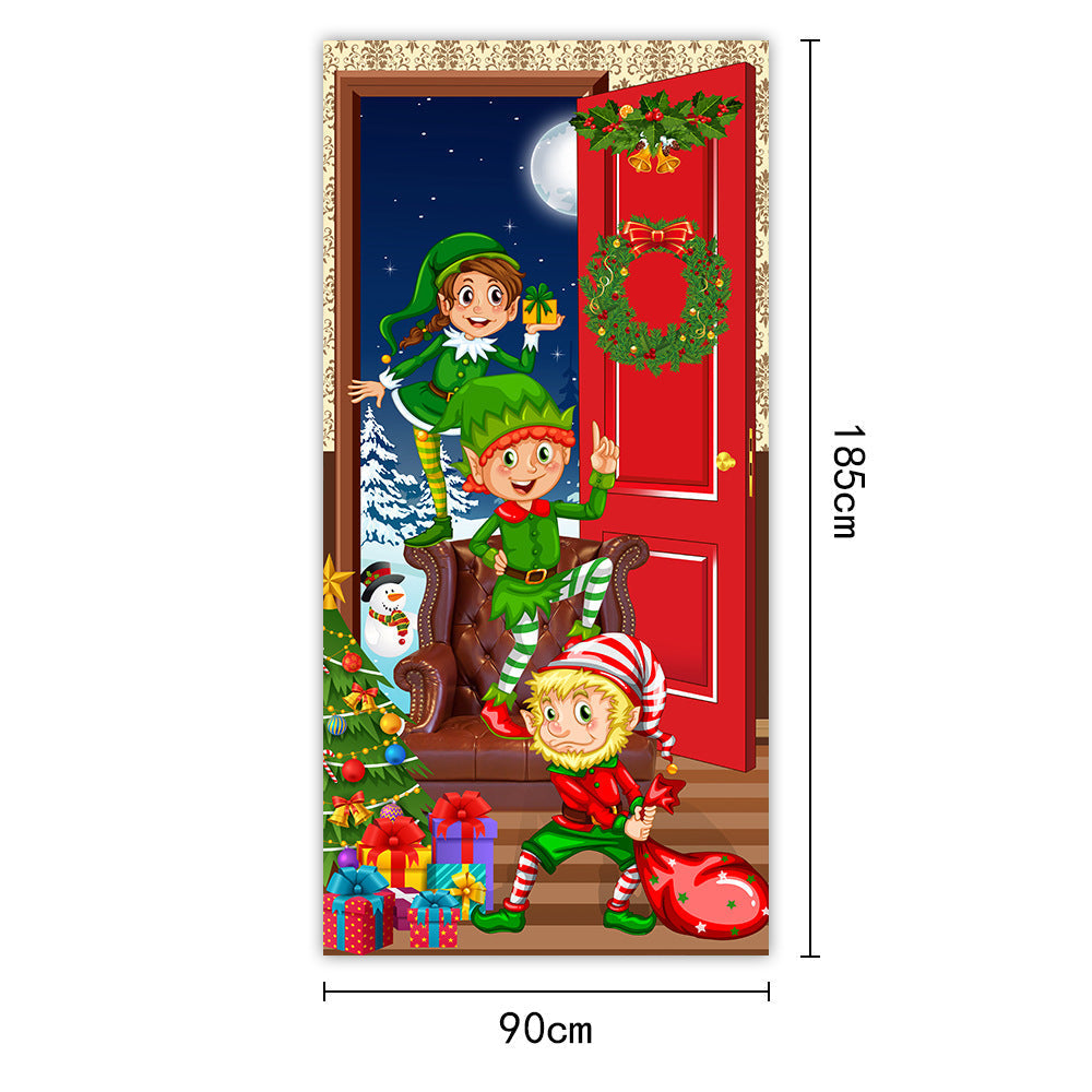 🥳2026 HOT SALE🥳💞50K+ SOLD! 🎄🚪 50% OFF! Christmas Front Door Decoration – 28-second install, washable & reusable fabric cover. Fits 35x79 inch door, indoor/outdoor. Easy holiday cheer! 🎅✨