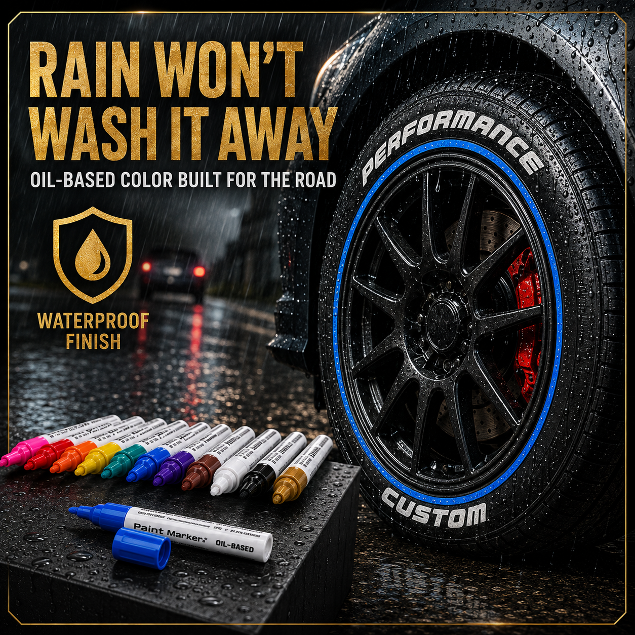 🥳2026 HOT SALE🥳💞50K+ SOLD! ✏️🔧 50% OFF! Oil-Based Waterproof Tire Marker Pen – 12 vibrant colors, waterproof & fade‑resistant. Perfect for tires, metal, glass & DIY crafts – bold marks that last! 🎨🚗