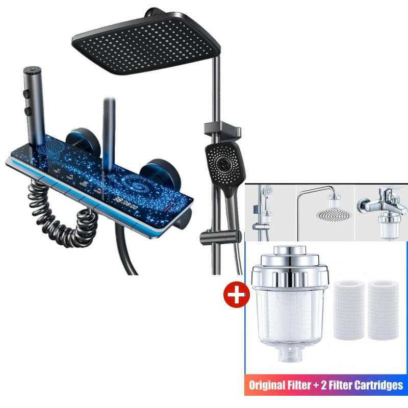 🥳2026 HOT SALE🥳💞50K+ SOLD!💧🌙 50% OFF! Digital Display Shower System – Starry sky LED, built‑in shelf. 4 spray modes, alloy body. Spa at home. ✨🚿