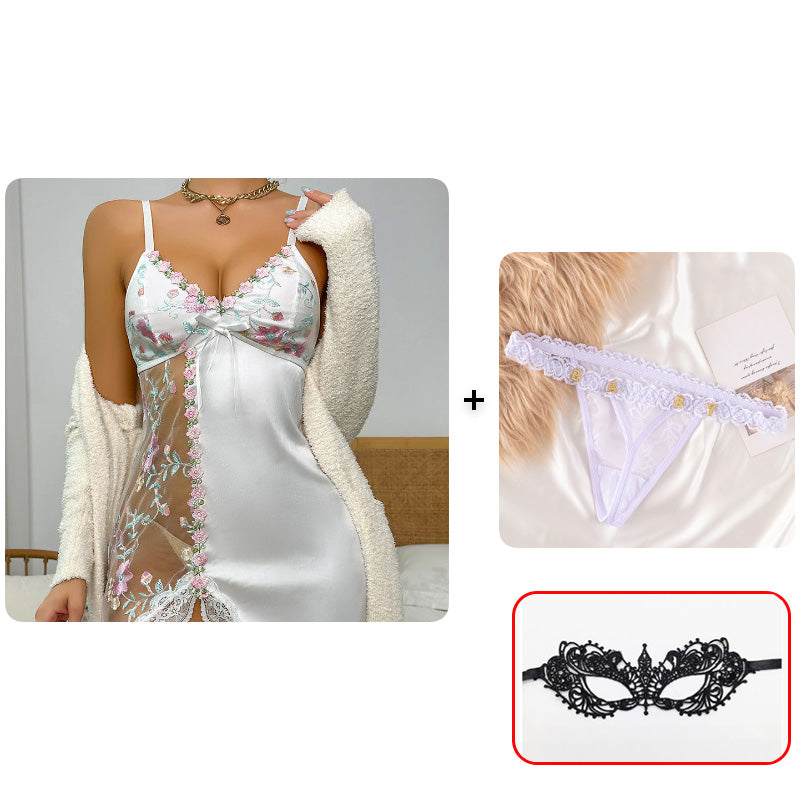 🥳2026 HOT SALE🥳💞50K+ SOLD!💥👗🎀 50% OFF! Lace Erotic Lingerie Nightgown – Sheer printed lace, deep V-neck. Adjustable straps for comfy fit. Add a touch of romance to your night. 🌙✨