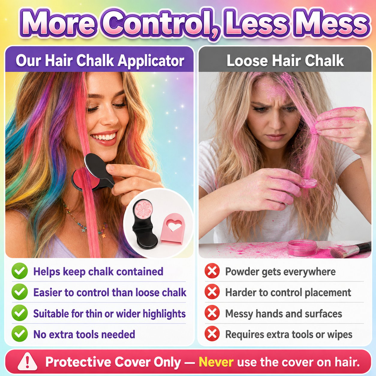 🥳2026 HOT SALE🥳💞50K+ SOLD! 🌈🎨 50% OFF! 12-Color Temporary Hair Chalk Applicator Set – Vibrant shades for highlights, streaks & full-color fun. Easy clamp-on application – wash out with shampoo! Perfect for parties, festivals & cosplay! 🎉✨