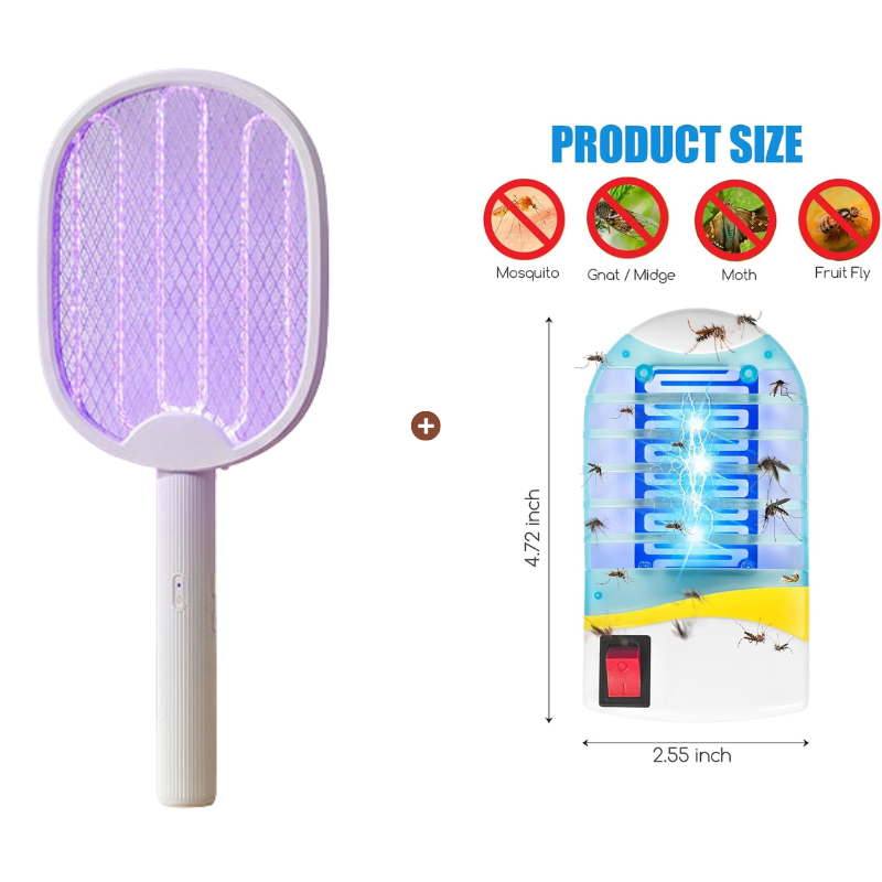 🥳2026 HOT SALE🥳💞50K+ SOLD!🦟⚡ 50% OFF! 2‑in‑1 Foldable Mosquito Swatter – Manual zap + UV auto trap. USB rechargeable, folds flat for storage. Sleep bite‑free tonight! 🌙✨