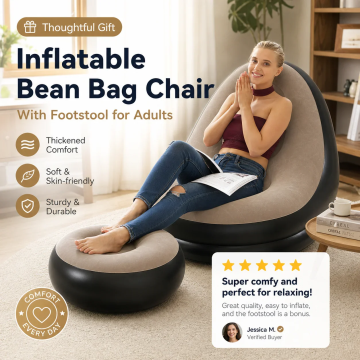 🥳2026 HOT SALE🥳💞50K+ SOLD! 🛋️🎁 50% OFF! Inflatable Bean Bag with Footstool & Electric Pump – velvety-soft PVC, supports 150kg, ready in 2 minutes! Relax in comfort! ✨💪
