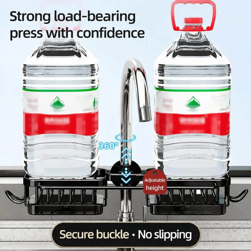 🥳2026 HOT SALE🥳💞50K+ SOLD! 🚿🧽 50% OFF! Faucet Sponge Holder Rack – space aluminum, rustproof, fast-drying, no tools. Organize sink & bathroom instantly! 🛡️✅