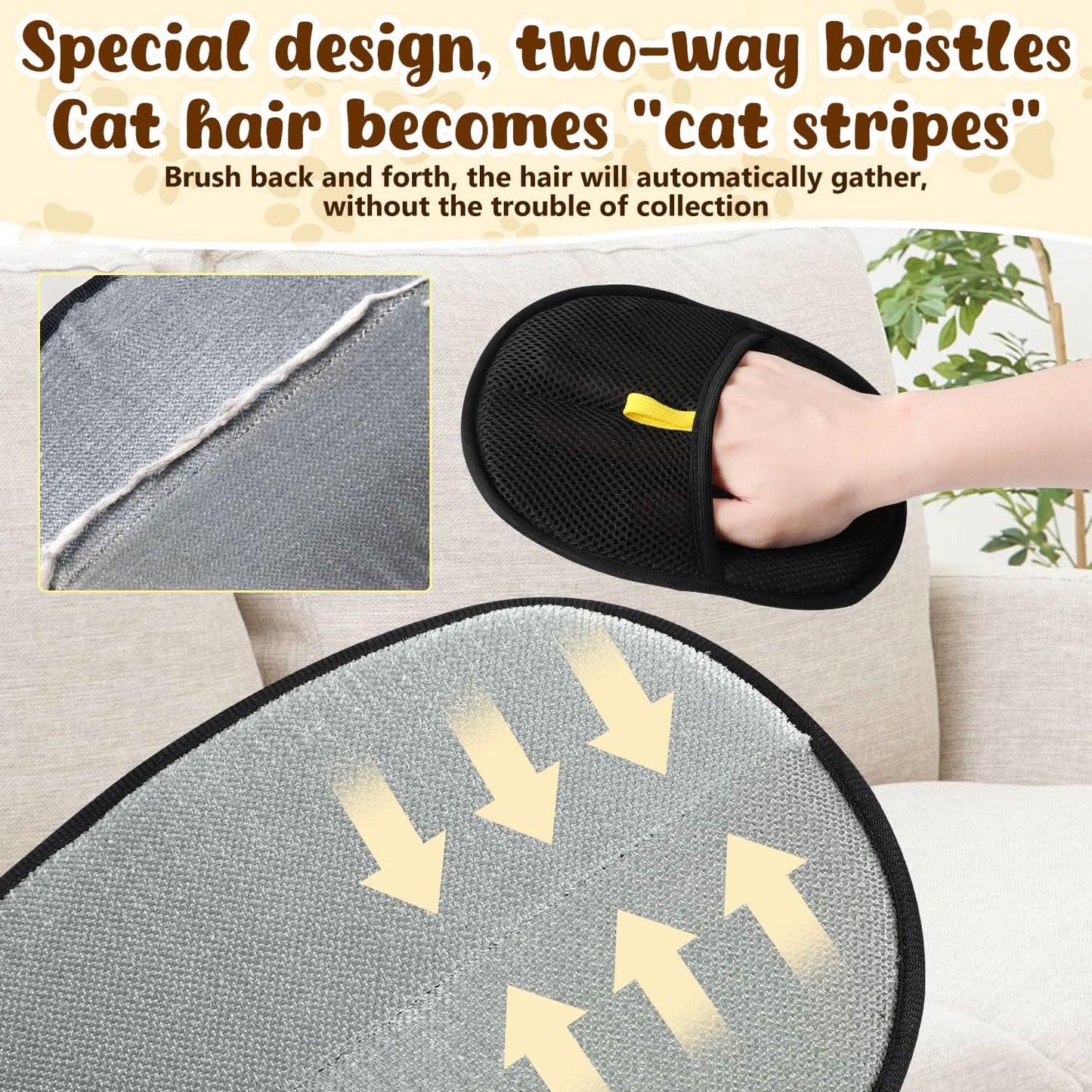 🥳2026 HOT SALE🥳💞50K+ SOLD! 🐾🧤 Pet Hair Remover Gloves – double-sided silicone bristles grab fur from sofas, clothes & carpets in seconds. Massages your pet while collecting loose hair – no more sticky rollers! 🧹✨