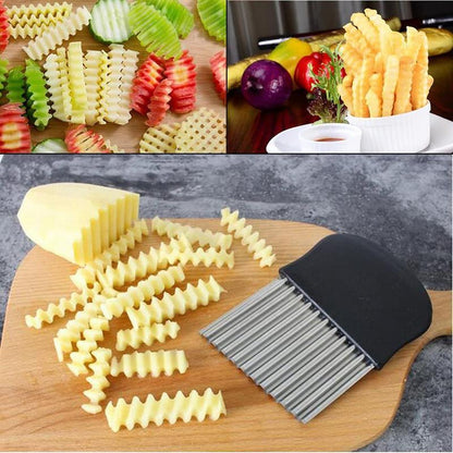 🥳2026 HOT SALE🥳💞50K+ SOLD! 🔥🥔 BUY 2 GET 1 FREE! Wave Potato Cutter – Stainless steel blade, crinkle & waffle cuts. No batteries needed – perfect for chips, veggies & garnishes! 🔪✨