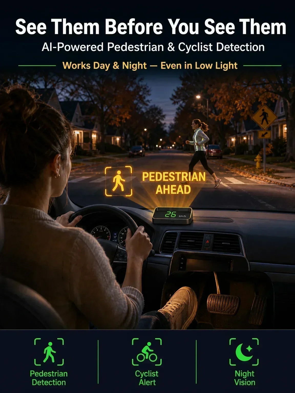 🥳2026 HOT SALE🥳💞50K+ SOLD!🚗⚡ 50% OFF! HUD Car GPS Speedometer – Traffic light countdown & red light camera alerts. Speed & direction on windscreen – no more looking down! 🛡️✨
