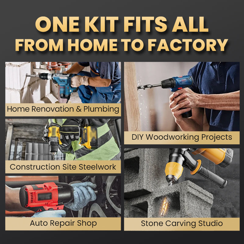 🥳2026 HOT SALE🥳💞50K+ SOLD!⚙️🌀 50% OFF! 4-Flute Serrated Drill Bit Kit – Eccentric tip, high-strength alloy. Fast drilling, long life. Your workshop upgrade. 🏠🕊️
