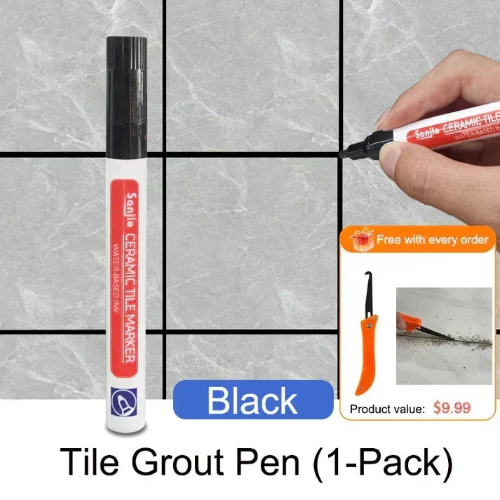 🥳2026 HOT SALE🥳💞50K+ SOLD! 🧱✨ BUY 1 GET 1 FREE! Special Price £9.99! Anti-Mould Grout Pen – covers black stains & mould instantly, waterproof seal. Restores kitchen & bathroom tiles like new! 🖌️✅