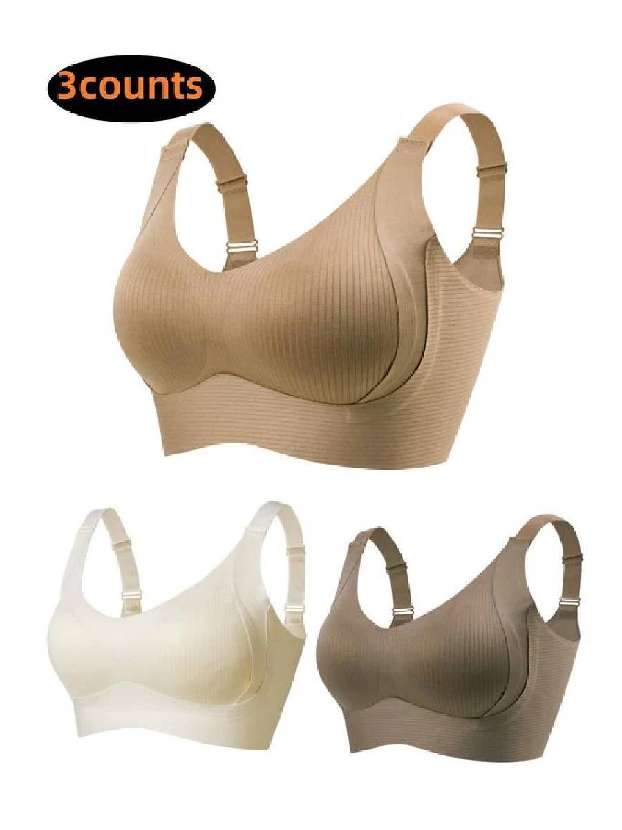 🥳2026 HOT SALE🥳💞50K+ SOLD!💖🌸 50% OFF! Subtle Striped Seamless Bra – Pushes back fat, natural lift. Breathable & moisture‑wicking. Feels like a hug! 👙💪