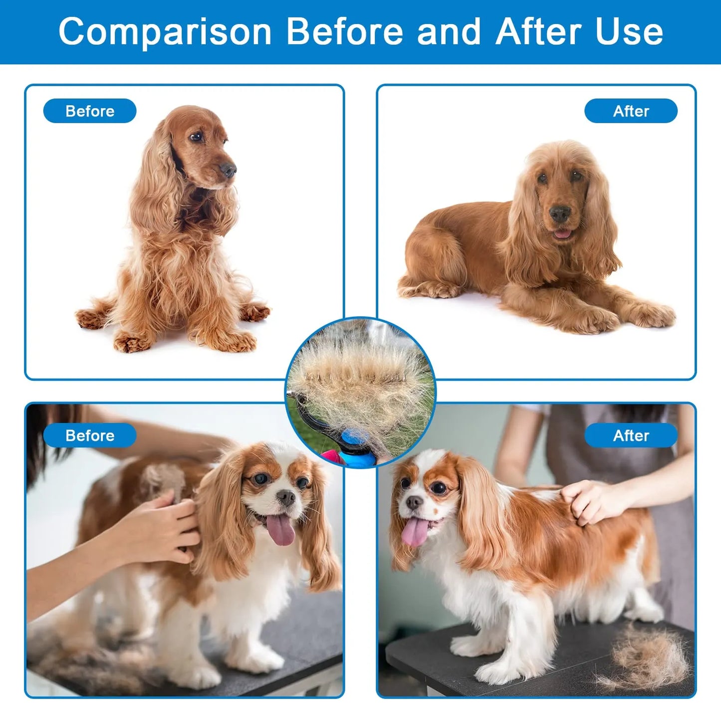 🥳2026 HOT SALE🥳💞50K+ SOLD!🔥💖 50% OFF! Gentle Deshedding Brush for Dogs & Cats – Sharp inner blades cut tangles, rounded tips protect skin. Ergonomic grip, easy to clean. Love the brush, hate the shedding. 🐈🌸