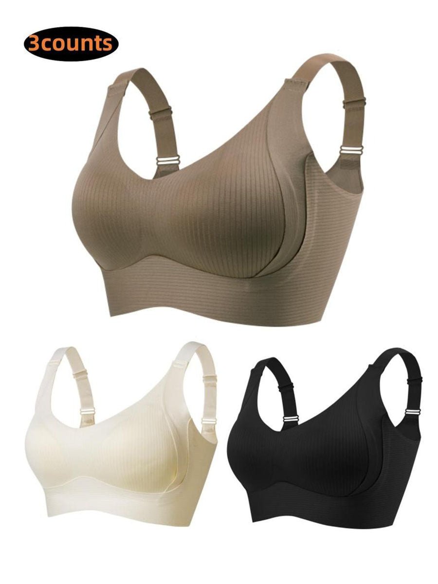 🥳2026 HOT SALE🥳💞50K+ SOLD!💖🌸 50% OFF! Subtle Striped Seamless Bra – Pushes back fat, natural lift. Breathable & moisture‑wicking. Feels like a hug! 👙💪