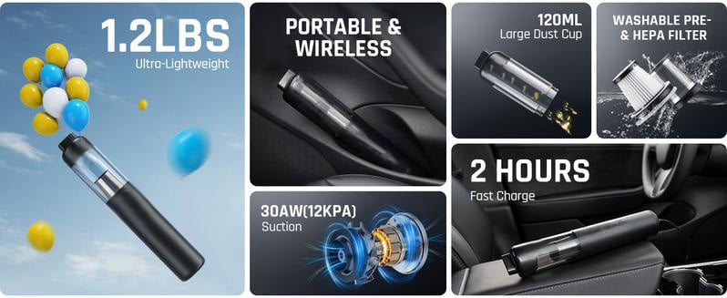 🥳2026 HOT SALE🥳💞50K+ SOLD!💖🚗 50% OFF! Slim V8 Mate Cordless Vacuum – 30AW suction, multi‑accessories. Only 1.2lbs. Perfect for car & home. 🚘💨