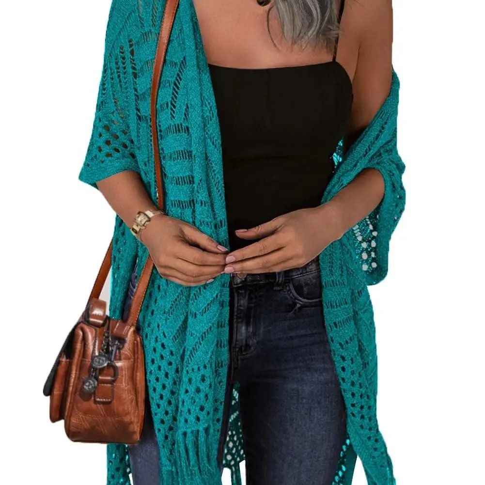 🥳2026 HOT SALE🥳💞50K+ SOLD!🌸☀️ 50% OFF – Just £19.99! Oversized Knit Cardigan – Lightweight crochet tassel kimono for spring & summer. Breathable viscose‑nylon blend – no itch, no cling – layer over anything! 🧶✨
