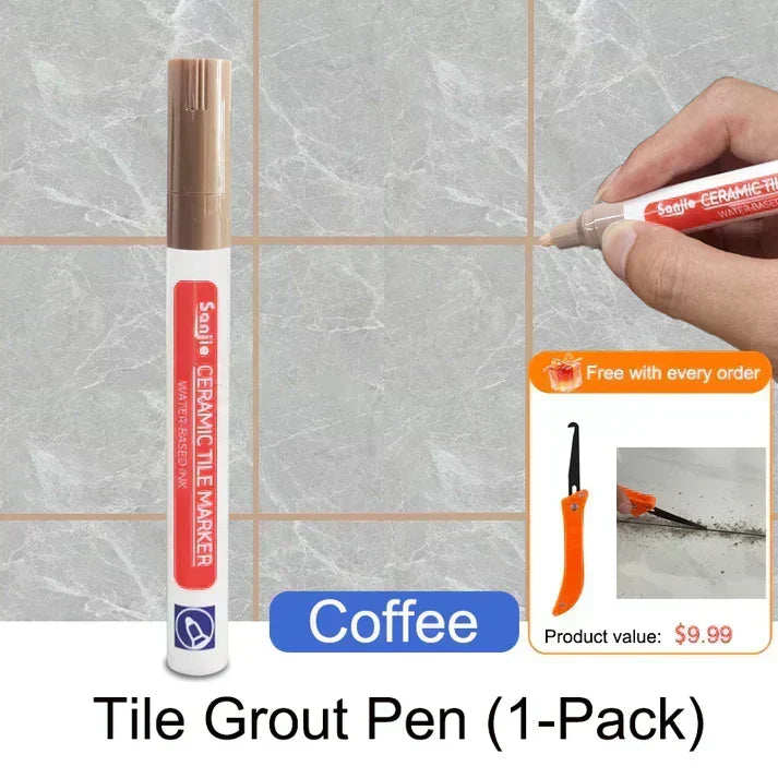 🥳2026 HOT SALE🥳💞50K+ SOLD! 🧱✨ BUY 1 GET 1 FREE! Special Price £9.99! Anti-Mould Grout Pen – covers black stains & mould instantly, waterproof seal. Restores kitchen & bathroom tiles like new! 🖌️✅