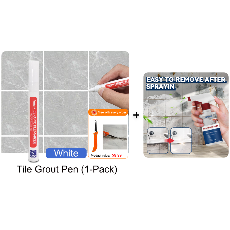 🥳2026 HOT SALE🥳💞50K+ SOLD! 🧱✨ BUY 1 GET 1 FREE! Special Price £9.99! Anti-Mould Grout Pen – covers black stains & mould instantly, waterproof seal. Restores kitchen & bathroom tiles like new! 🖌️✅