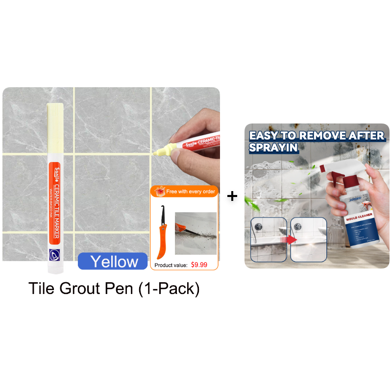 🥳2026 HOT SALE🥳💞50K+ SOLD! 🧱✨ BUY 1 GET 1 FREE! Special Price £9.99! Anti-Mould Grout Pen – covers black stains & mould instantly, waterproof seal. Restores kitchen & bathroom tiles like new! 🖌️✅