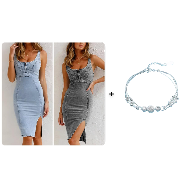🥳2026 HOT SALE🥳💞50K+ SOLD!💥50%OFF！👗💙 Trending This Season | U-Neck Denim Bodycon Dress | Easy Style for Any Occasion ✨👜