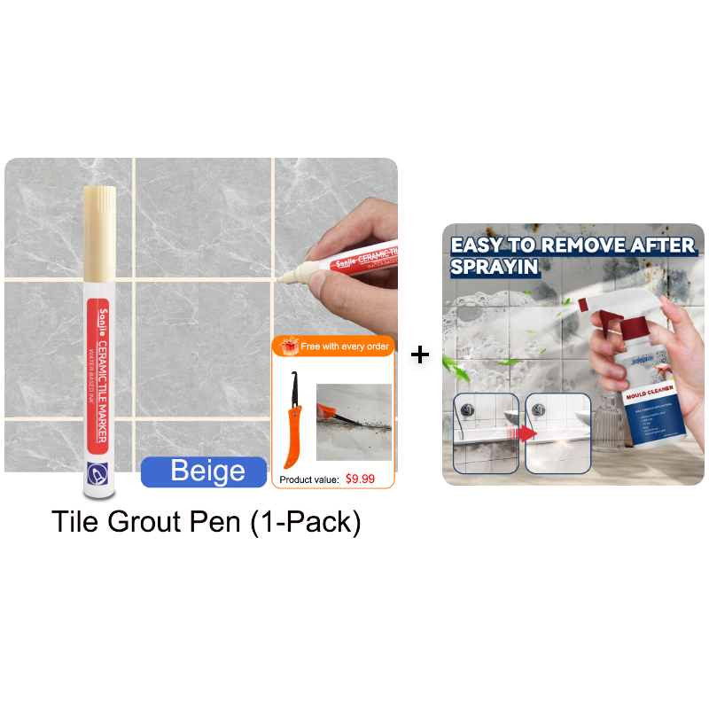 🥳2026 HOT SALE🥳💞50K+ SOLD! 🧱✨ BUY 1 GET 1 FREE! Special Price £9.99! Anti-Mould Grout Pen – covers black stains & mould instantly, waterproof seal. Restores kitchen & bathroom tiles like new! 🖌️✅