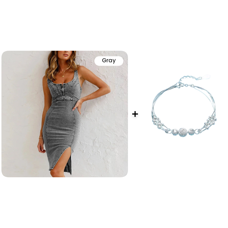 🥳2026 HOT SALE🥳💞50K+ SOLD!💥50%OFF！👗💙 Trending This Season | U-Neck Denim Bodycon Dress | Easy Style for Any Occasion ✨👜