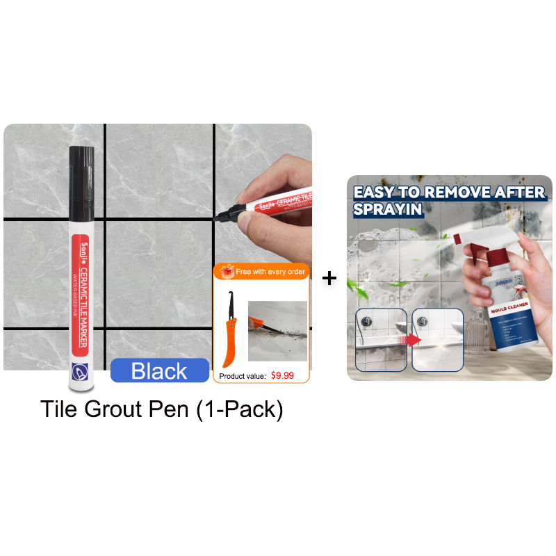 🥳2026 HOT SALE🥳💞50K+ SOLD! 🧱✨ BUY 1 GET 1 FREE! Special Price £9.99! Anti-Mould Grout Pen – covers black stains & mould instantly, waterproof seal. Restores kitchen & bathroom tiles like new! 🖌️✅