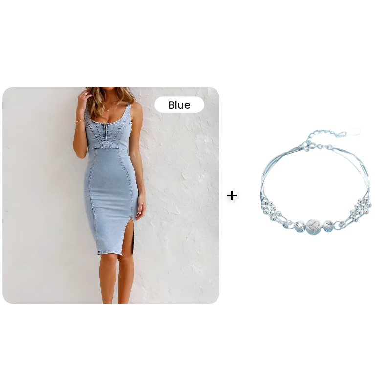 🥳2026 HOT SALE🥳💞50K+ SOLD!💥50%OFF！👗💙 Trending This Season | U-Neck Denim Bodycon Dress | Easy Style for Any Occasion ✨👜