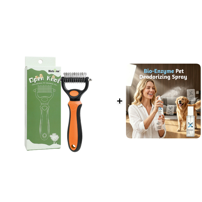 🥳2026 HOT SALE🥳💞50K+ SOLD!🔥💖 50% OFF! Gentle Deshedding Brush for Dogs & Cats – Sharp inner blades cut tangles, rounded tips protect skin. Ergonomic grip, easy to clean. Love the brush, hate the shedding. 🐈🌸
