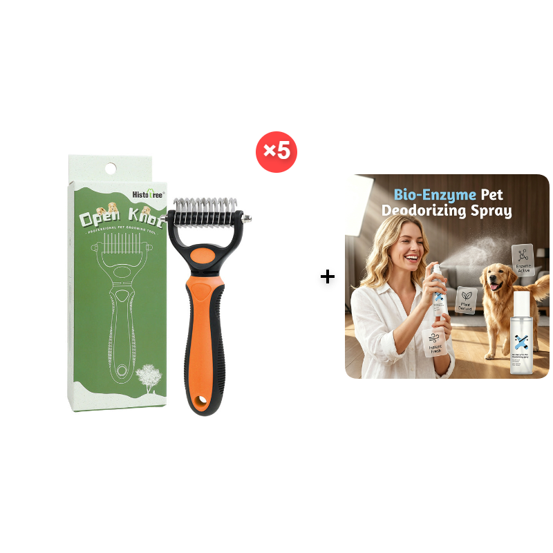 🥳2026 HOT SALE🥳💞50K+ SOLD!🔥💖 50% OFF! Gentle Deshedding Brush for Dogs & Cats – Sharp inner blades cut tangles, rounded tips protect skin. Ergonomic grip, easy to clean. Love the brush, hate the shedding. 🐈🌸