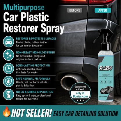 🥳2026 HOT SALE🥳💞50K+ SOLD! 🚗🧽 50% OFF! Car Plastic Restorer Spray – revives dull plastic, rubber & leather, non-greasy high gloss. Quick spray & wipe, long-lasting shine! 🛡️💪