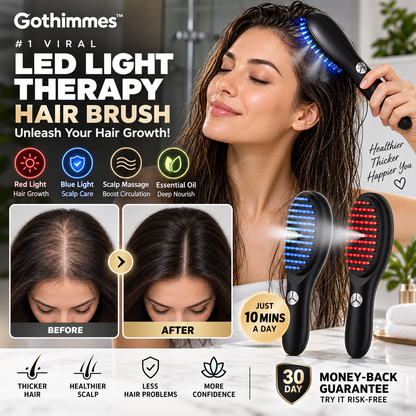 🥳2026 HOT SALE🥳💞50K+ SOLD! 💆‍♀️💡 50% OFF! #1 Viral LED Hair Brush – 4-in-1: red light stimulates follicles, blue light soothes scalp, massage boosts circulation & essential oils nourish. Just 10 mins a day – see results in 30 days! 🌿✨