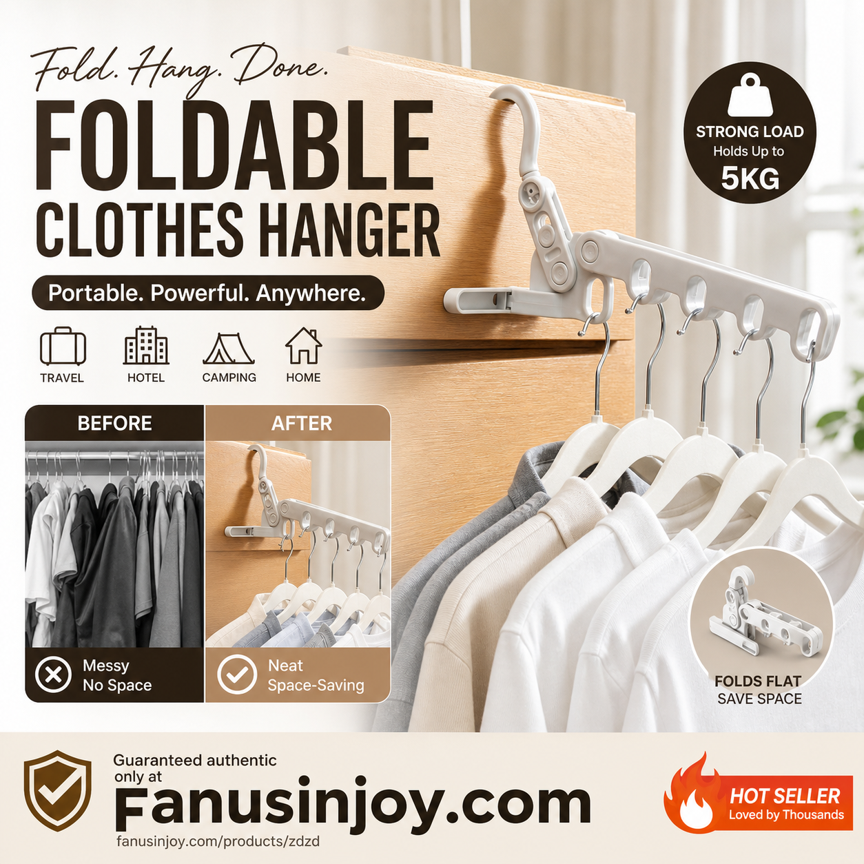 🥳2026 HOT SALE🥳💞50K+ SOLD!✈️💼 50% OFF! Foldable Travel Hanger Set – Lightweight & compact, unfolds in seconds. Ideal for hotels, caravans & laundry rooms. No more sharing hotel hangers! 🧳💨