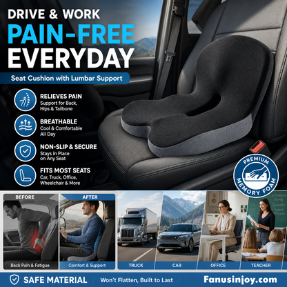 🥳2026 HOT SALE🥳💞50K+ SOLD! 🚗💺 50% OFF! Memory Foam Car Seat Cushion – orthopedic relief for tailbone & sciatica, breathable 3D mesh, anti-slip base. For cars, office & gaming chairs! 🛡️✅
