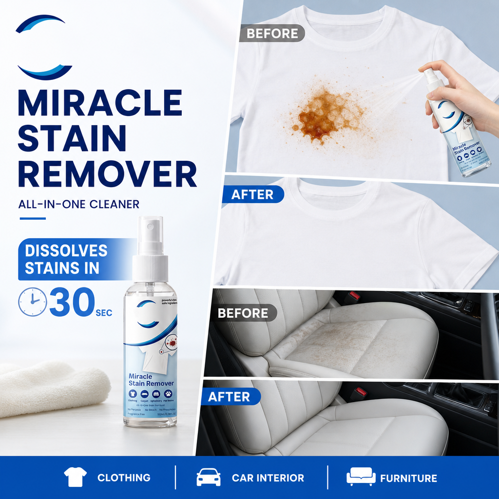 🥳2026 HOT SALE🥳💞50K+ SOLD!💥✨ 50% OFF! Miracle Stain Remover Spray – Lifts grease, wine & coffee in seconds. No scrubbing, just spray & watch it disappear! 🧼💪