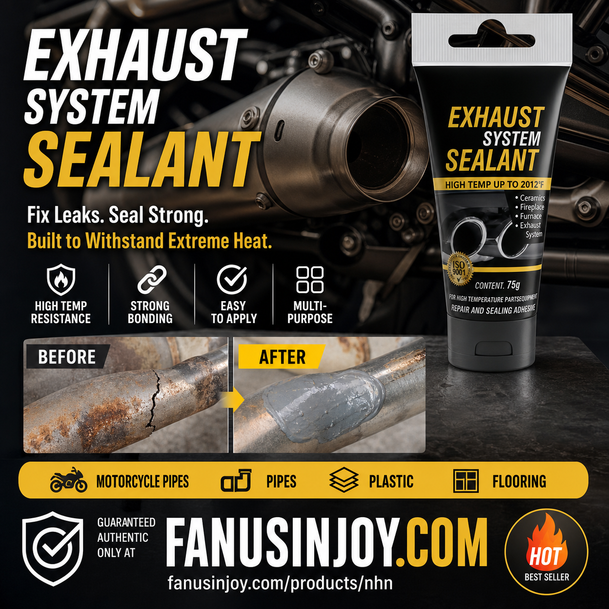 🥳2026 HOT SALE🥳💞50K+ SOLD!🔧💨 Buy 3 Get 2 FREE! High Temperature Exhaust Repair Sealant – 2000°F heat resistance, seals cracks & leaks on exhaust pipes & stoves. Easy DIY fix – save on garage bills! 🛠️✨