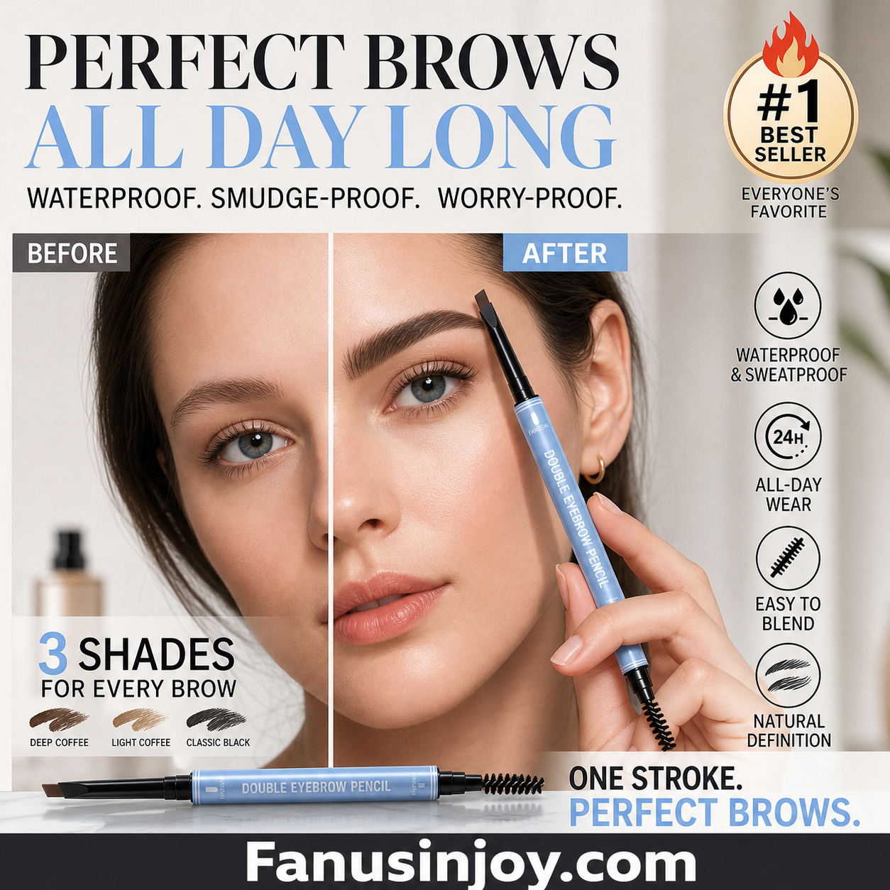🥳2026 HOT SALE🥳💞50K+ SOLD!💧🛡️ 50% OFF! Waterproof Angled Eyebrow Pencil – Sweat‑proof & smudge‑proof, stays put from morning to night. 3 natural shades – effortless brow definition! 🌟💪
