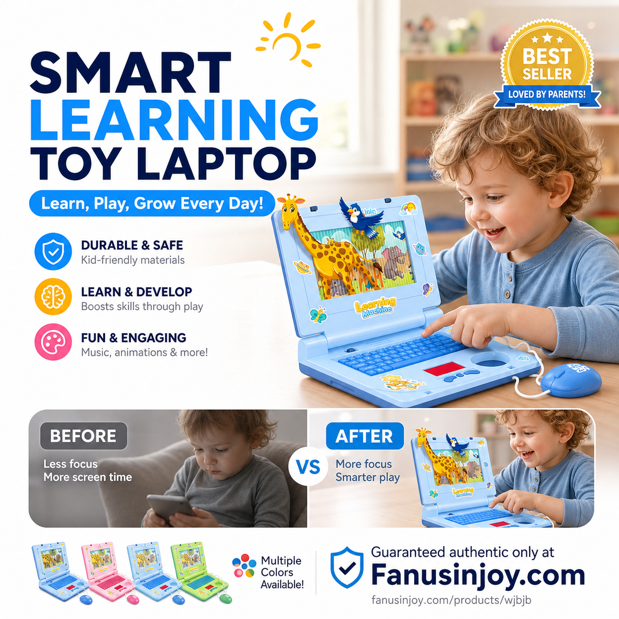 🥳2026 HOT SALE🥳💞50K+ SOLD!👧🎵 50% OFF! Interactive Simulation Toy Laptop – Scrolling screen, cheerful music & tactile buttons. Boosts fine motor skills & hand‑eye coordination! 🖥️✨