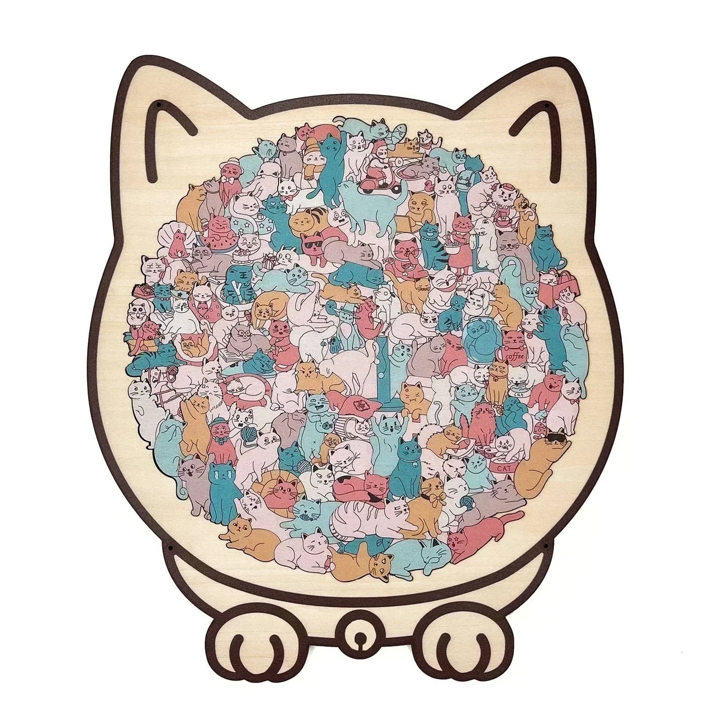 🥳2026 HOT SALE🥳💞50K+ SOLD!🐱🧩 50% OFF! 135‑Piece Cat Shaped Wooden Jigsaw – Morandi colours, artistic frame. Premium wood, calming & collectible. A gift for cat lovers! 🎨✨