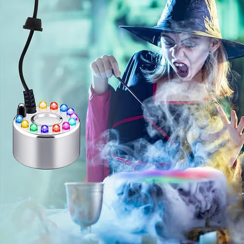 🥳2026 HOT SALE🥳💞50K+ SOLD! 🎃✨ 50% OFF! 12-LED Ultrasonic Mist Maker Fogger – Creates cool mist & colourful lights for Halloween décor, humidifiers & fountains. Quiet operation – just plug & play! 👻💧
